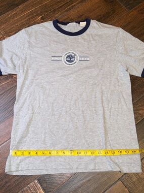 Men's Heather Gray Ringer Tee with Navy Trim - Timberland